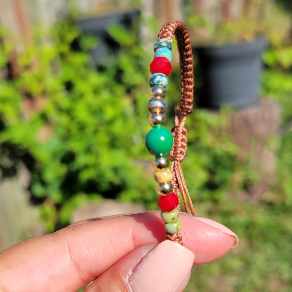 Bohemian Hippie Gypsy Soul Beaded Adjustable Macrame Bracelet